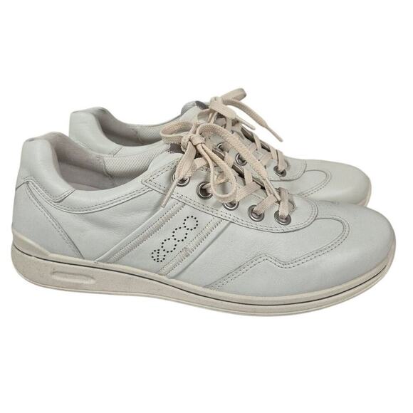 Ecco Mobile II Womens Premium Leather Sneaker Walking Shoes White Sz 41/9.5 - Picture 1 of 7